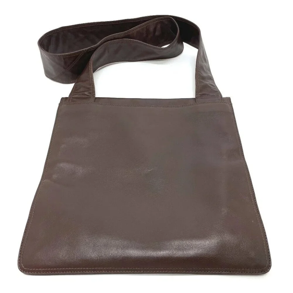 CHANEL Logo Sacosh Shoulder Bag Lambskin Leather Brown - Picture 2 of 13